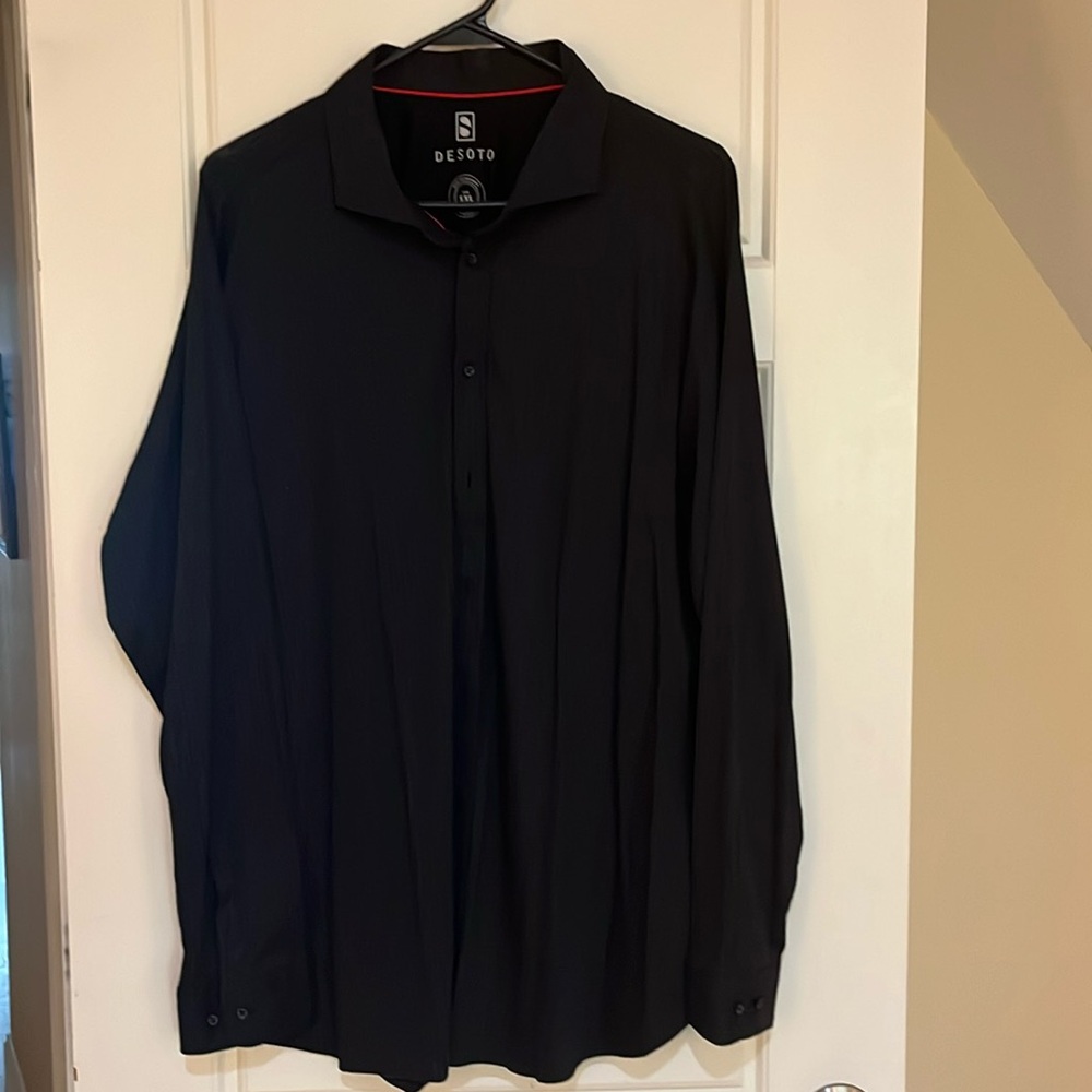 DESOTO Black 100% Cotton Black Mens Long Sleeve Shirt XXL